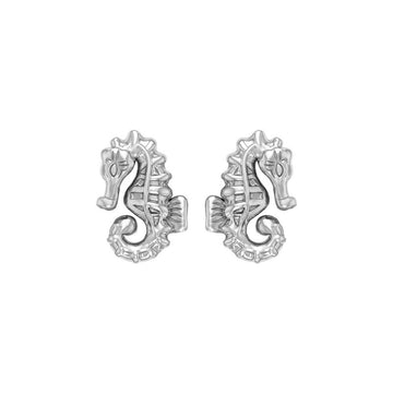 Elegance: Sterling Silver Oceanic Seahorse Post Earring by Peter Stone - TER 2183 - Jewelry